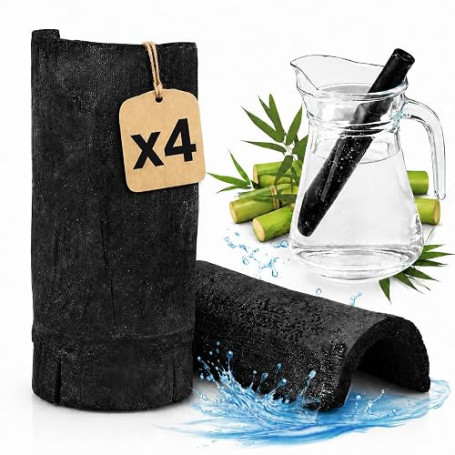 Charbon Actif Eau [Société Française] Binchotan Purificateur d'Eau du Robinet pour Carafe/Fontaine/Gourde - Charbon de Bambou po