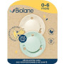 BIOLANE - Tétines rondes - Sucettes extra-fines - 0 à 6 mois - Vert et Beige - Téterelle en caoutchouc naturel - Respect du déve