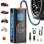 Gonfleur Pneus Voiture Sans Fil 8000mAh, 150PSI Compresseur à Air Portatif, Gonfleur Electrique pour Double Alimentation avec Af