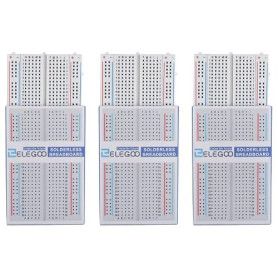 ELEGOO 3pcs Breadboard Carte d'Expérimentation 400 Points Platine d'Essai | PCB sans Soudure pour Arduino