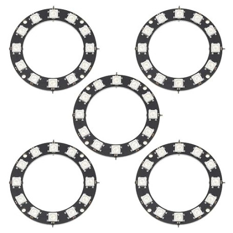 The Lord of the Tools Lot de 5pcs Anneaux LED RVB 12 Bits WS2812 5050 LED pour Murs LED Publicité Karaoké Décorations de Mariage