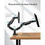 HUANUO Support Ecran PC 2 Ecran de 13 à 32 Pouces, Bras pour Écran Pc pour Écrans Plats, Gaming Bras Ecran PC VESA 75x75/100x100