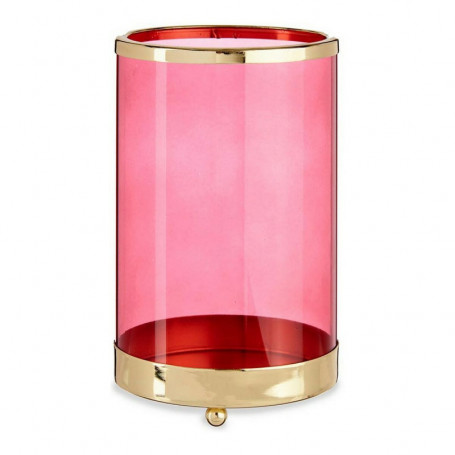 Bougeoir Rose Doré Cylindre Métal verre (12,2 x 19,5 x 12,2 cm) 26,99 €