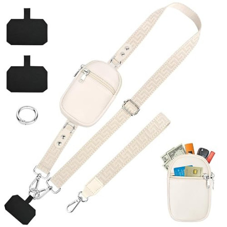 KTUEOV Cordon Telephone Portable, Universelle Dragonne Telephone avec Poche Laniere Telephone Portable Réglable Bandouliere de T