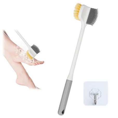 35cm Brosse Pieds Douche avec Long Manche, Brosse de Nettoyage de Orteil | Lavage des Pieds Grande de Interstices avec 1 Crochet