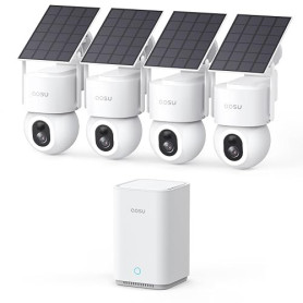 aosu D1 Max 4K Caméra Surveillance WiFi Extérieure sans Fil, Kit 4 Caméras | 8MP Caméra Solaire, PTZ 360° PIR + IA Suivi Auto Dé