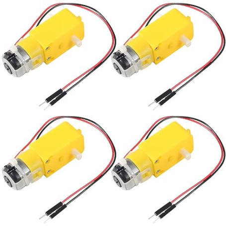 Lot de 4 moteurs TT DC3 V-6 V - Moteur à engrenages double arbre 200 tr/min CC 3-6 V - Pour robot de voiture intelligent DIY - D