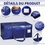 Dntorx Lot de 4 sacs de déménagement robustes de 90 l - Grand format - Bleu | Grande ouverture en forme de L, étanche, charge lo