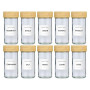 alpina Pot Epices Verre Lot de 12 - Petit Pot en Verre avec Couvercle Bambou et Doseur - Rangement Cuisine et Rangement Epices