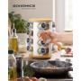 SONGMICS Étagère à Épices Rotative, avec 16 Pots en Verre, Organisateur de Cuisine, Tourniquet à Épices, avec Étiquettes, Entonn