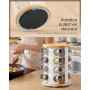 SONGMICS Étagère à Épices Rotative, avec 16 Pots en Verre, Organisateur de Cuisine, Tourniquet à Épices, avec Étiquettes, Entonn