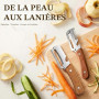 Éplucheurs Multifonctionnels pour la Cuisine, éplucheur Avec Manche en Bois, Acier Inoxydable, Résistant Éplucheur Multifonction