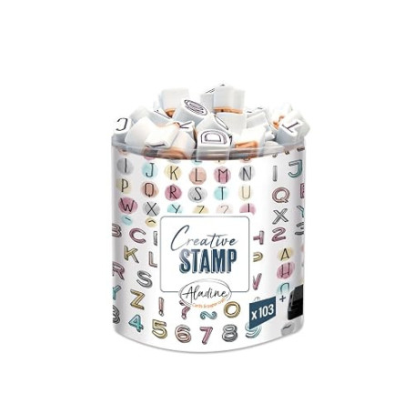 Aladine - Stampo Scrap Mini Alphabet - Kit de Tampons pour Carterie Créative - Scrap, DIY, loisirs créatifs - Set de tampons à e