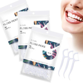 Y-Kelin Fil Dentaire avec Manche - 300 Pièces, Cure-dents, Bâtonnets Dentaires, Nettoyage Interdentaire