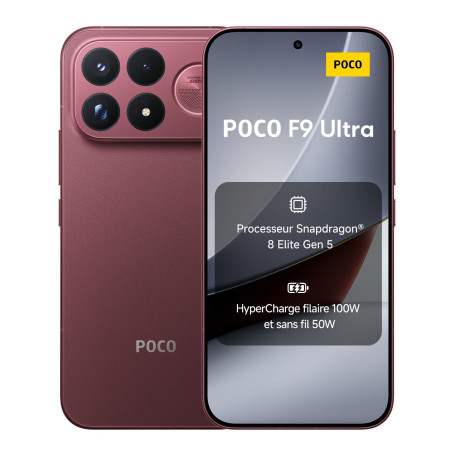 POCO F9 Ultra, Smartphone 12+256 Go, Rouge, Batterie 8050 mAh, Charge 100 W | Snapdragon® 8 Elite Gen 5, VisionBoost D8, écran A