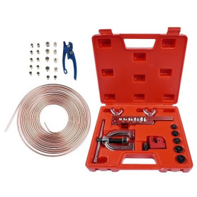 Hopzty Kit Tuyau Frein Voiture 7.62 m de câble de Frein Ø 4.75 mm en Acier en kit avec 16 Raccords + 5 Connecteurs pour Les Syst
