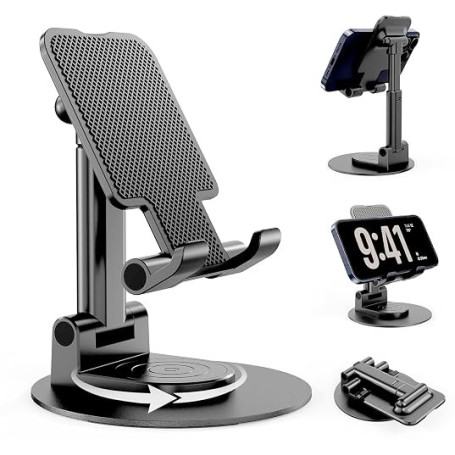 BHHB Support Téléphone, Support Telephone Bureau Porte Telephone Pliable, Support iphone avec Rotatif à 360° Compatible iPhone S