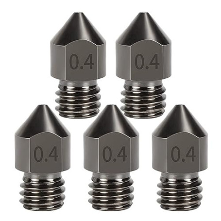 5 Pièces Acier Trempé MK8 Buses, 0,4mm Hotend Extrudeuse Nozzle pour Ender 3s 3 Pro, CR-10 Imprimante 3D 1,75mm Filament