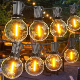 SUWIN Guirlande Lumineuse Exterieure 18M avec E12 30+1 LED G40 Ampoules | 60FT Guirlande Guinguette Extérieur IP45 Imperméable,