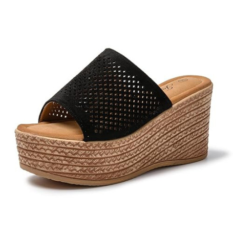 JOMIX Sandales Compensées Femme Sandale Femme Tongs Compensé d'été Espadrilles Femme pour Maison Piscine Plage