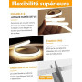 Lamomo Ruban LED COB, Blanc Naturel Dimmable Bandeau avec télécommande,3m | Silicone, Découpable, étanche, Flexible, Auto-adhési