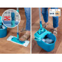 Leifheit Set Balai Serpillière Seau essoreur Power Clean M, 2 Housses | Technologie CleanBlade avec housses Micro Duo, largeur 3