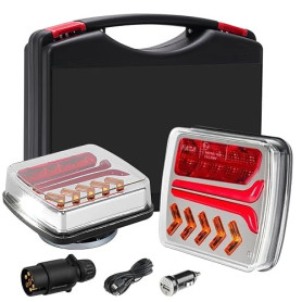 JAOGAUS Feux arrière LED remorque sans fil, 12/24V Ensemble feux arrière | à télécommande magnétique avec feux stop, clignotants