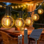 Hopexy Guirlande lumineuse solaire d'extérieur 30 m avec 50 + 2 ampoules LED, G40, résistant aux intempéries, pour jardin, balco