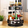 Lazy Susan Organiseur à épices rotatif à 360 °, en acier au carbone, plateau rotatif, porte-épices, hauteur réglable, pour cuisi
