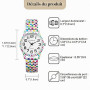 JewelryWe Montre Femme Bracelet Extensible: Montre Elastique Fantaisie en Acier Inoxydable Analogique Quartz Chiffres Facile à L