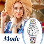 JewelryWe Montre Femme Bracelet Extensible: Montre Elastique Fantaisie en Acier Inoxydable Analogique Quartz Chiffres Facile à L