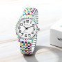 JewelryWe Montre Femme Bracelet Extensible: Montre Elastique Fantaisie en Acier Inoxydable Analogique Quartz Chiffres Facile à L
