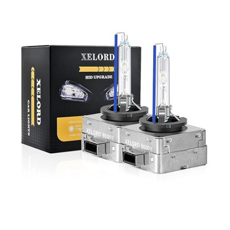 XELORD Ampoule Xénon D1S 35W 8000K Blanc Bleuté, Lot de 2 | Compatible phares xénon voiture, Plug and Play, Haute luminosité, Fa