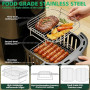 PETHREE Grille Air Fryer Stackable, 2Pcs Inox 304, Accessoires Airfryer Carrés pour Philips 6,2/7,2L, Ninja 6.2L AF180EU, Cosori