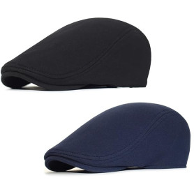 2 Pièces Casquette Béret Plate Homme Casquette Souples Chapeau Irlandais Gatsby Ivy Newsboy Cabbie Cap Visière