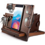 Cadeau Original Noël Utile Organisateur de Bureau Bois et Station de Recharge Monnaie Montre Support Telephone Cadeaux Anniversa