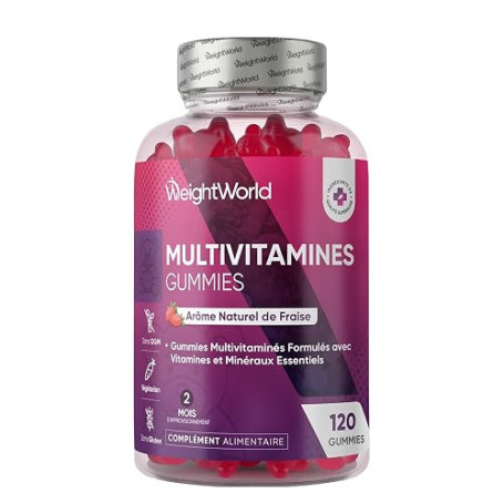 Gummies Multivitamines et Minéraux 120 Gummies 2 Mois de Stock, 13 Vitamines et Minéraux Essentiels, Vitamine C, Zinc, Vitamine