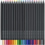 FABER-CASTELL - Coffret de crayons de couleur Black Edition, 24 pièces | Pour le papier clair et foncé, avec un rendu doux des c