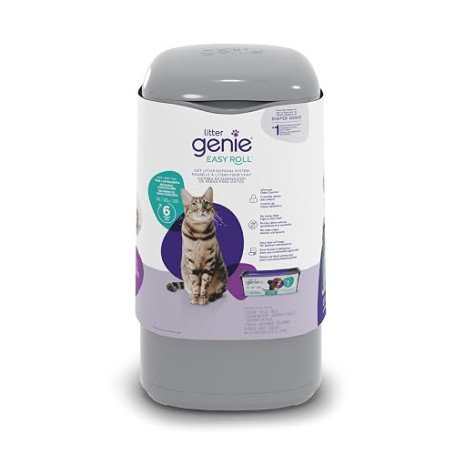 Litter Genie Easy Roll Poubelle Litière Anti-Odeurs Chat - 12 Sacs/3 Mois | Plastique recyclé 90% - Design Hermétique - 8 jours