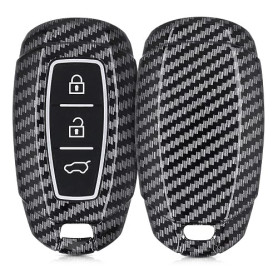 kwmobile Accessoire Clé de Voiture Compatible avec Hyundai 3 Boutons Keyless Go - Coque de Protection en Plastique Rigide Carbon