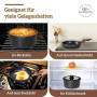 Kitchen Academy Lot de 10 Casseroles et Poêles,Poignée Amovibl,Noir | Couvercles en Verre et Revêtement en Marbre et Revêtement