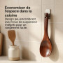 Cuillère en Bois Naturel 22 cm, Cuillère de Cuisine Antiadhésive et Écologique, Ustensile de Service Durable pour Mélanger, Remu