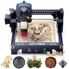 Acmer T1 3.5W Machine de Gravure Laser, Mini-Graveuse Laser Portable, DéCoupeuse Laser de Haute PréCision (0,01 Mm), Zone de Tra