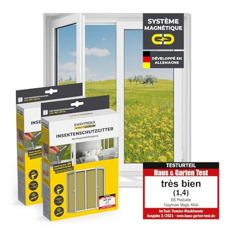 EASYmaxx Moustiquaire de fenêtre avec Magic Click | Peut être découpée individuellement pour toutes les fenêtres jusqu'à 150x130