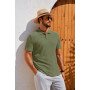 Runcati Polo à manches courtes en tricot pour homme - Coupe droite - Couleur unie - Boutonnière - Polo de golf basique pour les 