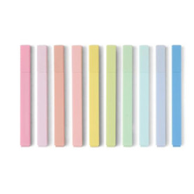 Amazon Basics - Lot de 10 surligneurs pastel, pointe biseautée, sans bavure même sur les bibles, Assortiment