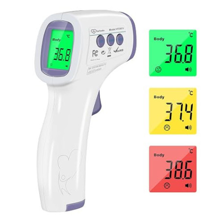 Thermomètre Frontal Adulte, Thermometre Infrarouge pour Enfant, Thermometre Numérique sans contact, Écran LCD, Fonction Mémoire,
