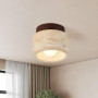 kaixunl 7W Plafonnier en Travertin Jaune Lustre Style Japonais Esthétique Wabi Sabi Lampe Circulaire Luminaire à Lumière Chaude