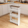 COSTWAY Chariot de Rangement Roulant 13 cm, Petit Espace, Blanc + Indstriel | Desserte de Cuisine Etroit à 4 Niveaux avec Poigné
