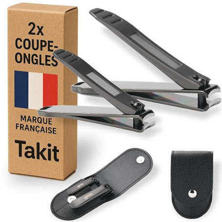 Coupe Ongle Professionnel En Acier Inoxydable [GARANTIE 5 ANS] Marque Française - Kit De 2 Coupe-ongles Petit Et Grand - Avec Li
